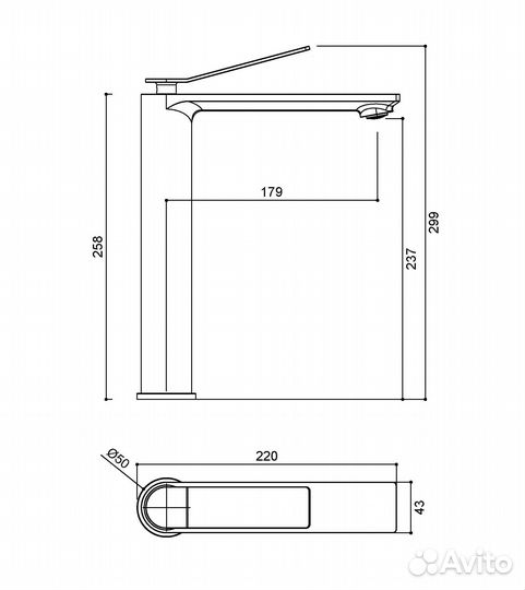 Смеситель для раковины Verse VBF-2VE2GM, воронена