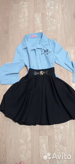 Блузка голубая 128