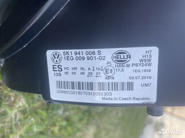 Фары передние на Golf 6