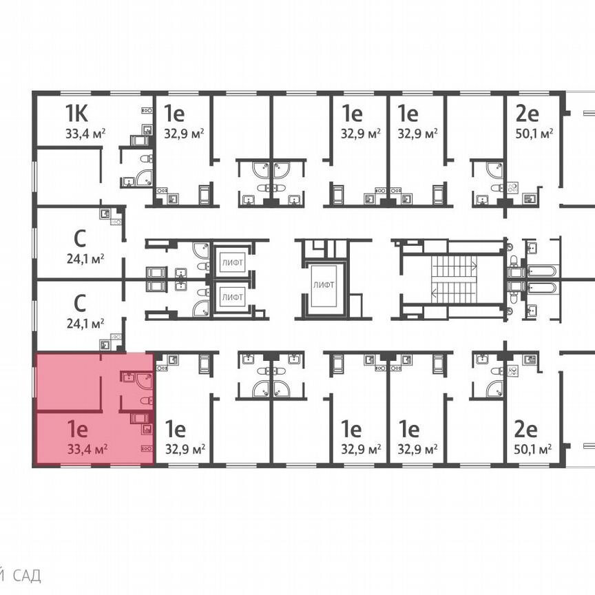 1-к. квартира, 33,4 м², 6/16 эт.