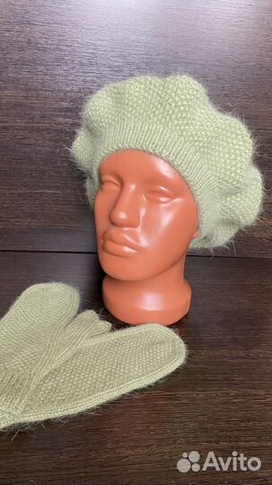 Комплект берет, варежки и бактус