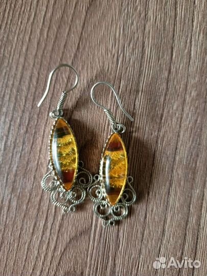 Серьги с янтарем СССР