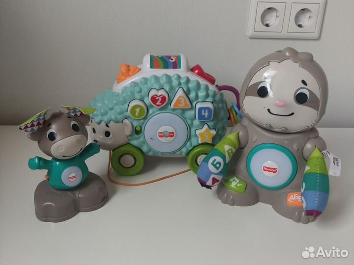 Игрушки Fisher Price ëжик, ленивец, лось