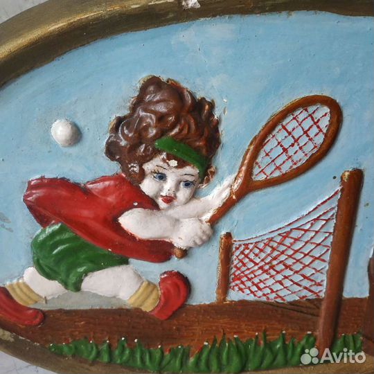 Очень Редкое настенное панно барельеф гипс дети иг