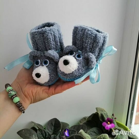 Пинетки вязаные Мишани