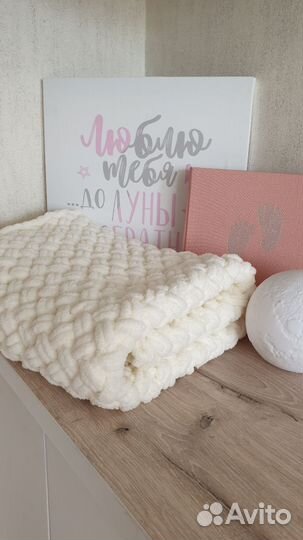 Детский вязаный плюшевый плед