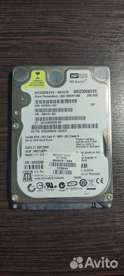 Жесткий диск WD Scorpio 250 GB