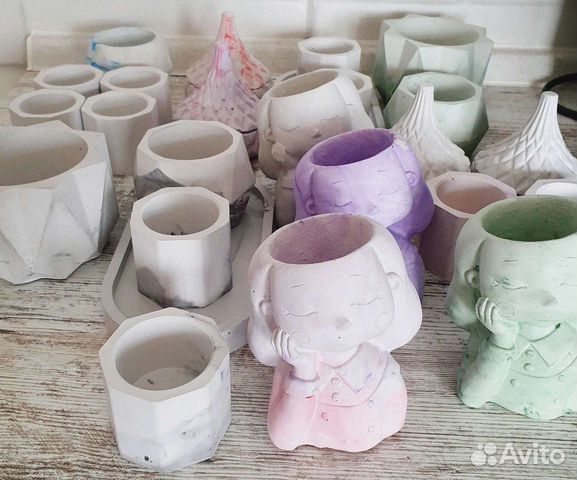 Горшок,подставка,гипс