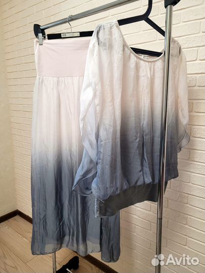 Летний женский костюм с юбкой 48-50