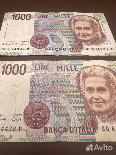 Банкнота италия - 1000 лир 1990