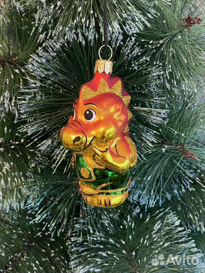 Дракон символ 2024 года стеклянная игрушка