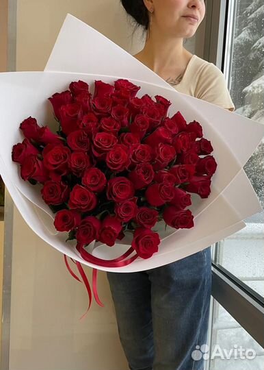 Роза стойкая премиум красная 101 букет