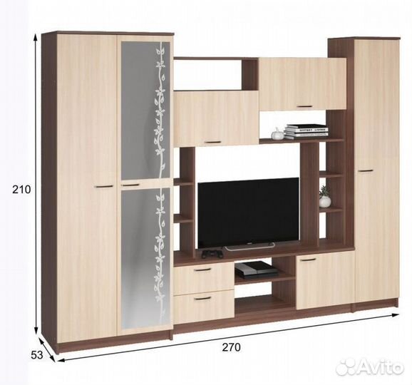 Стенка в гостиную Марта 11 (Флора) Ясень