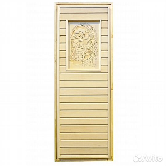 Дверь для бани и сауны глухая с рисунком