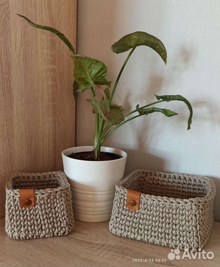 Корзина вязаная интерьерная набор из 2-х штук