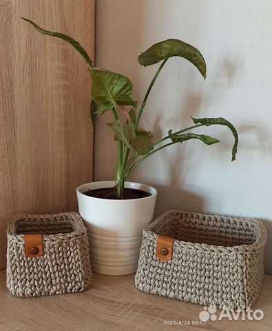 Корзина вязаная интерьерная набор из 2-х штук