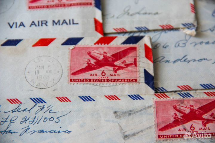 Набор из 9 писем в конвертах с марками, США, 1946