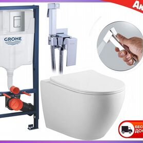 Инсталляция Grohe и унитаз с гигиеническим душем