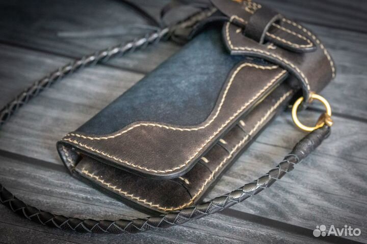 Кошелек байкера кожаный ручной работы