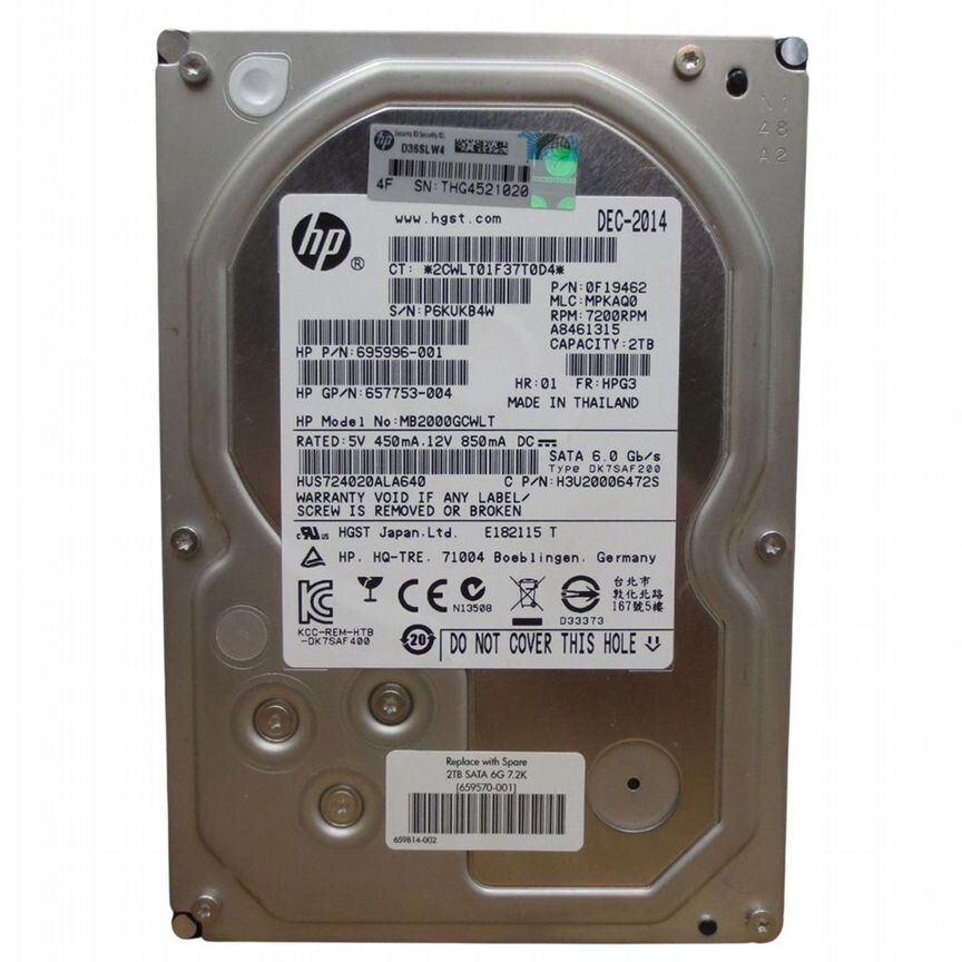 [659570-001] Жесткий Диск Hp 2tb Sata3 3,5" Hdd 659570-001