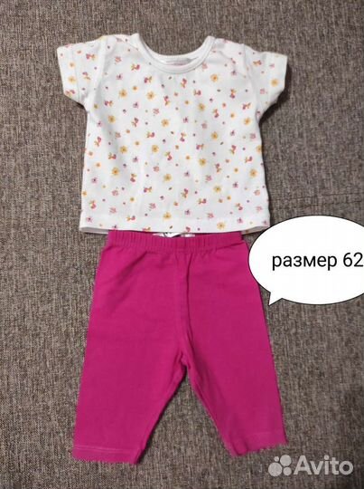 Летние вещи для девочки, р-р 62. 1-3 мес