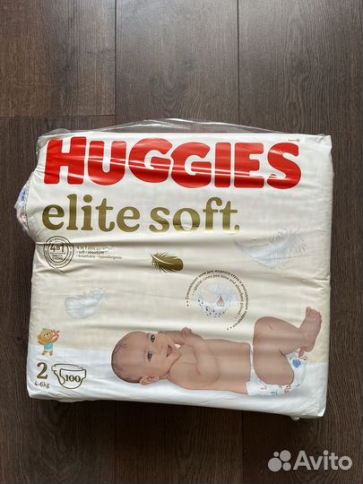 Подгузники huggies elite soft 2 100 шт