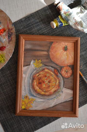 Картина маслом натюрморт с тыквой (без рамы)