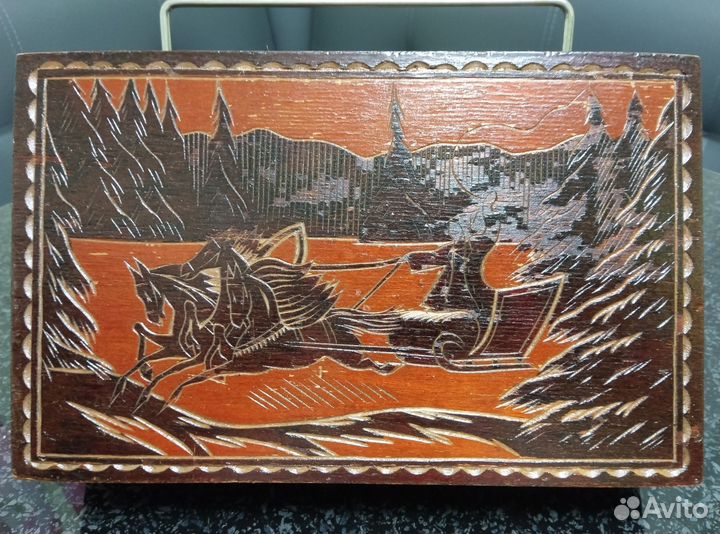 Шкатулка деревянная СССР, винтаж, редкость