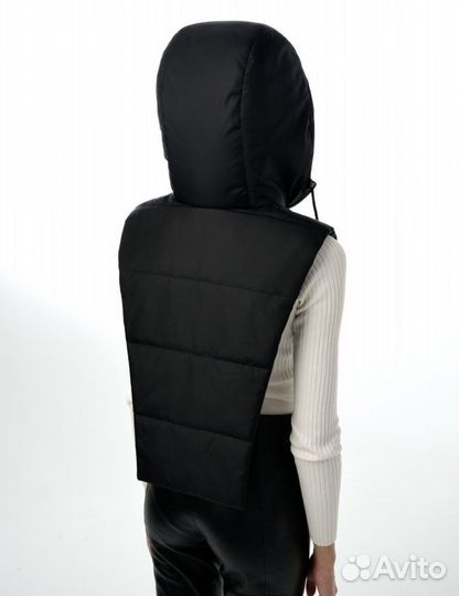 Капор женский зимний, капюшон съемный, шапка-капор