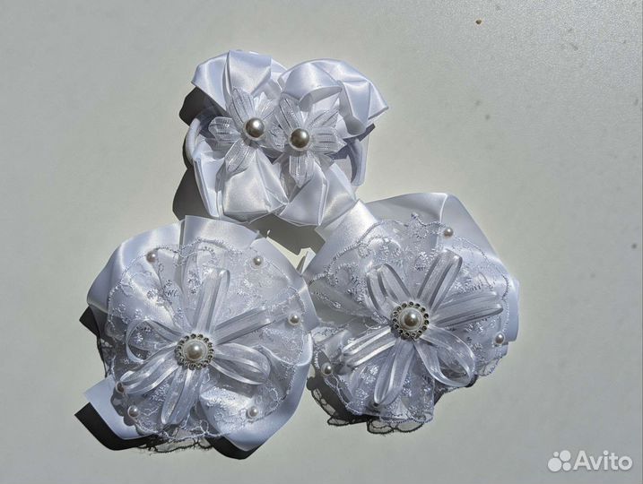 Банты для волос белые