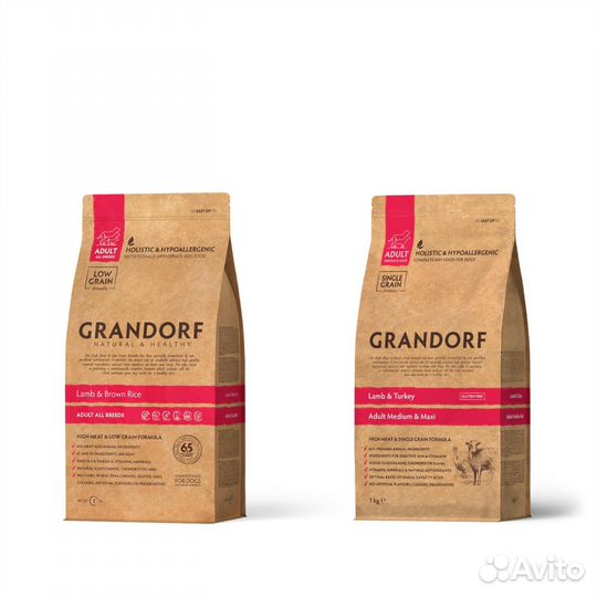 Сухой корм Grandorf для собак, ягненок, 12 кг