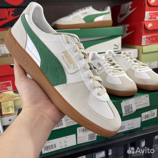 Puma Palermo Leather White Archive Green оригинал