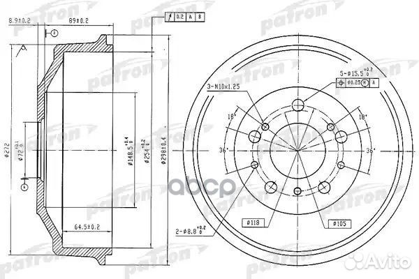 Барабан тормозной PDR1048 patron