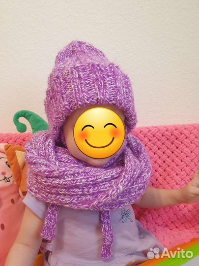 Комплект шапка и снуд для девочки