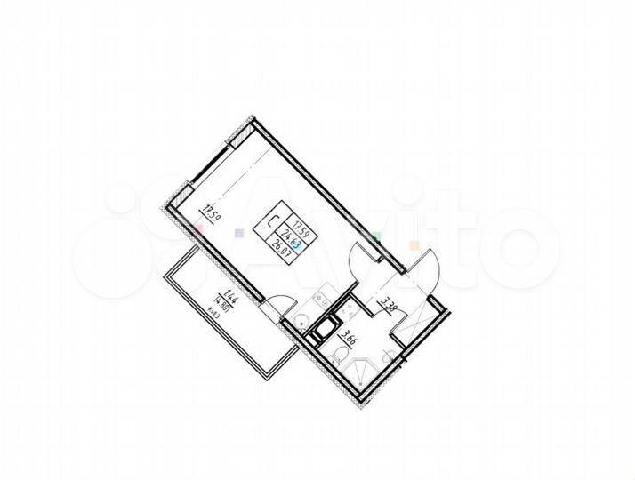 Квартира-студия, 24,4 м², 11/24 эт.