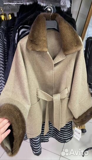 Пальто шерсть 100% с норкой