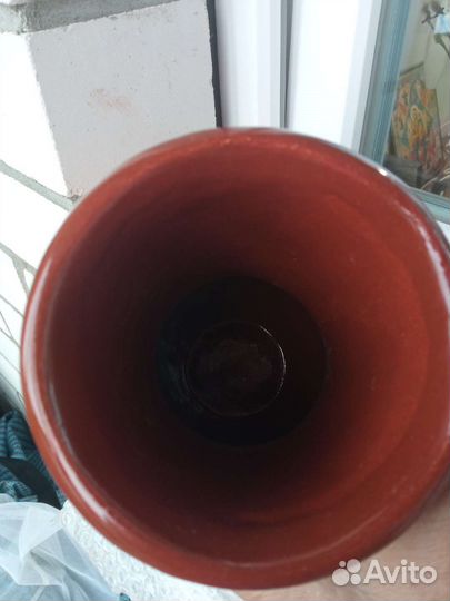 Глиняный кувшин, крынка, большой на 2 литра