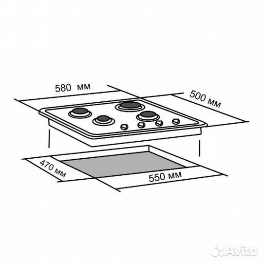 Газовая панель DE luxe 5840.00гмв-052чр нержавейка