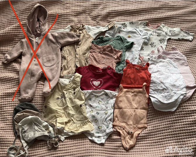 Летние вещи на девочку пакетом от 0 до 3 месяцев