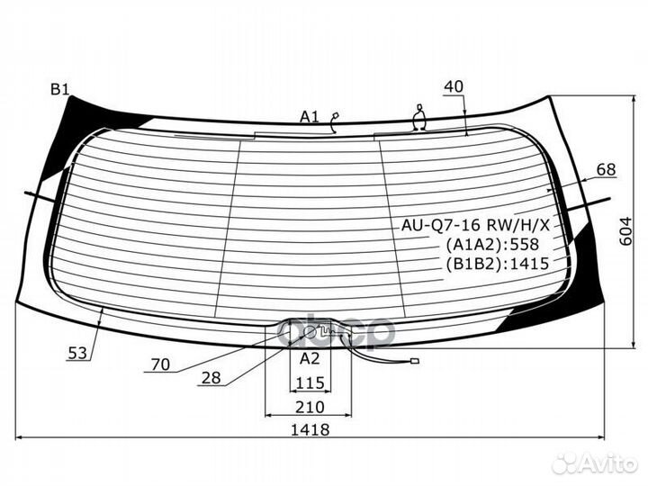 Стекло заднее с обогревом audi Q7 15- auq716rwh