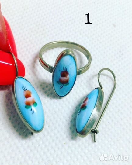 Новые комплекты украшений финифть/мельхиор