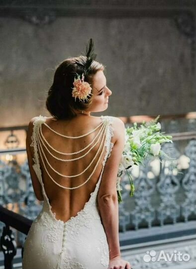 Украшение на спину для свадебного платья новое