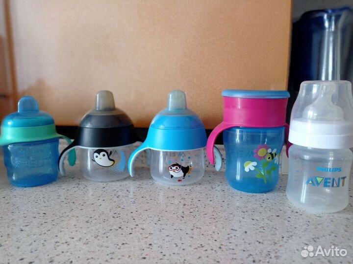 Поильники, бутылочка, ложки avent. Цена за всё