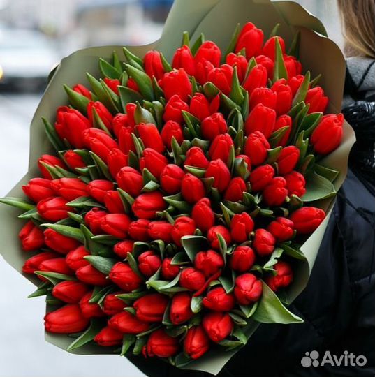 Тюльпаны красные букет 25 штук в Москве + доставка