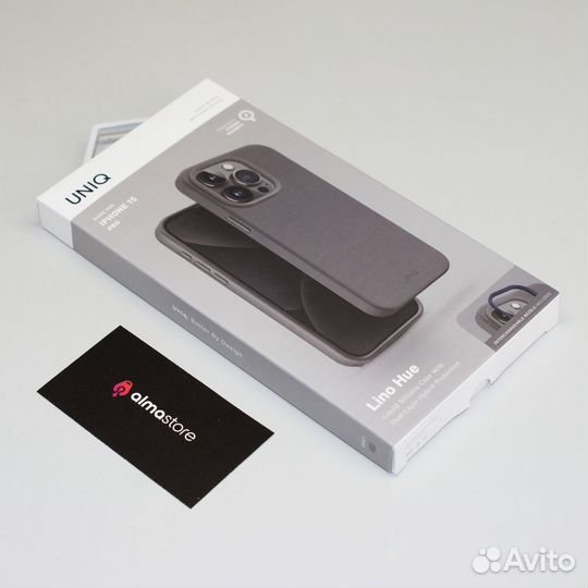 Чехол Uniq iPhone 15 Pro Lino Hue c MagSafe серый