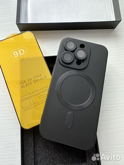 Чехол на iPhone 14 pro новый черный и стекло