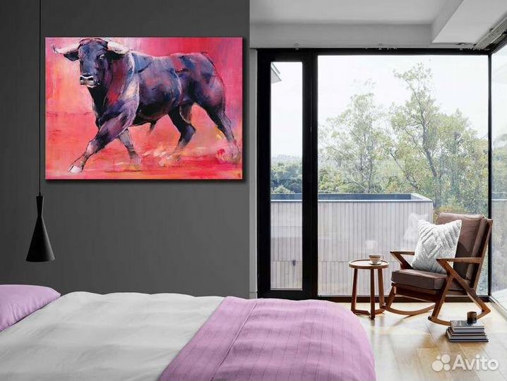 Картина маслом на холсте бык