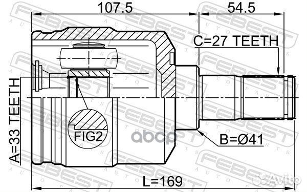Шрус внутренний левый 33x41x27 1211-TUC4wdlh Fe