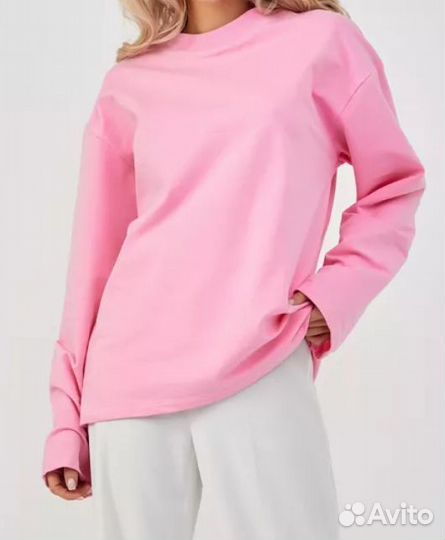 Женский розовый лонгслив оверсайз