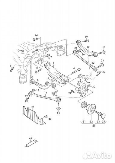 Задняя подвеска на audi A4 B9 8W С 2016г